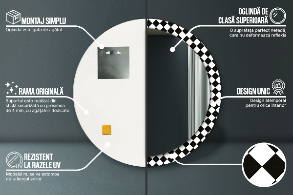 Oglinda rotunda imprimata Birou de șah