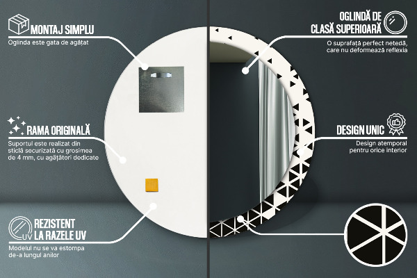 Oglinda rotunda imprimata Geometrică abstractă