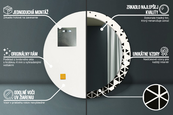 Oglinda rotunda imprimata Geometrică abstractă