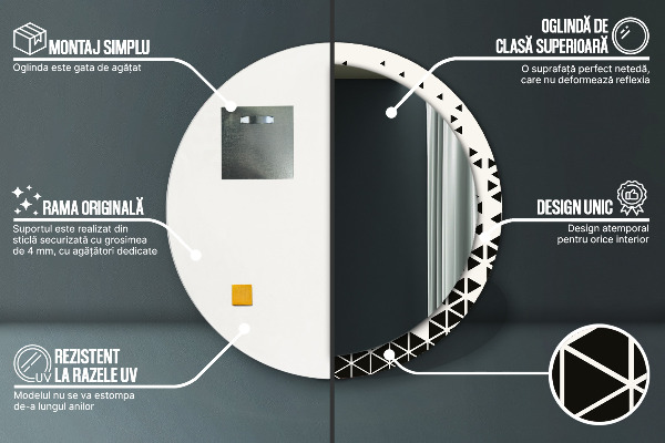 Oglinda rotunda imprimata Geometrică abstractă