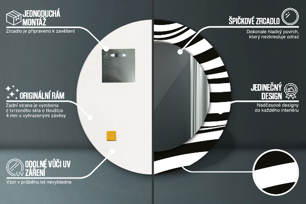 Oglinda cu decor rotunda Valul abstract