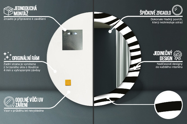 Oglinda cu decor rotunda Valul abstract