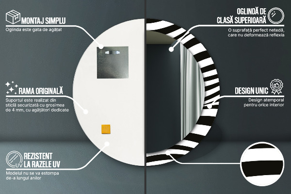 Oglinda cu decor rotunda Valul abstract