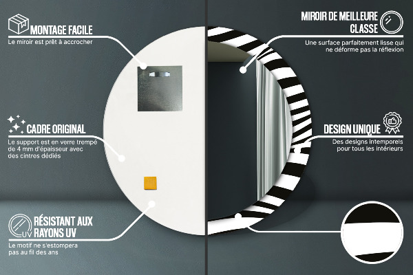 Oglinda cu decor rotunda Valul abstract