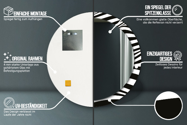 Oglinda cu decor rotunda Valul abstract