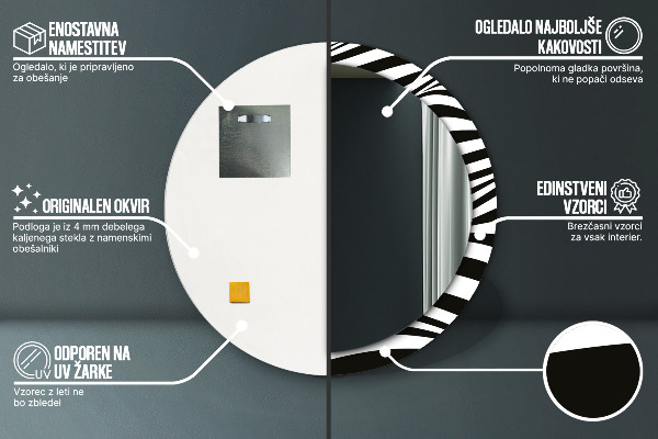 Oglinda cu decor rotunda Valul abstract