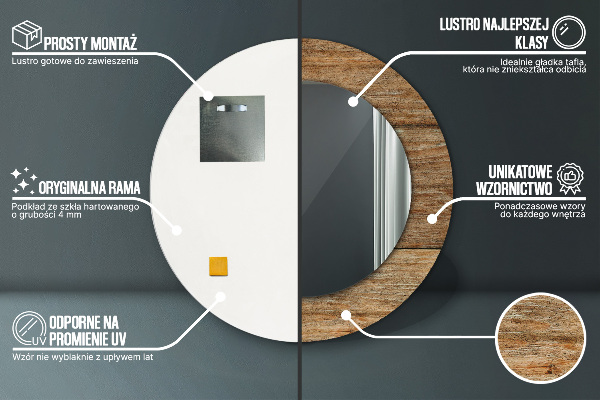 Oglinda cu decor rotunda Lemn vechi