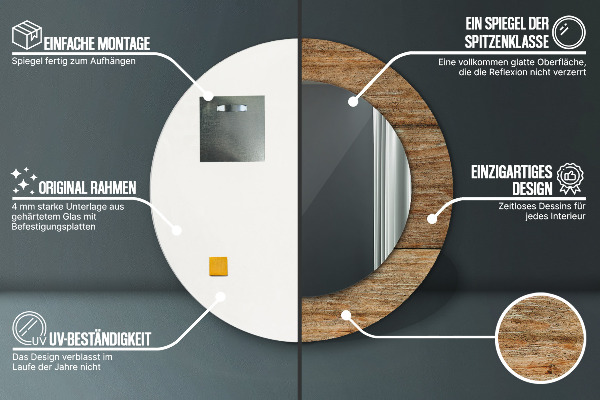 Oglinda cu decor rotunda Lemn vechi