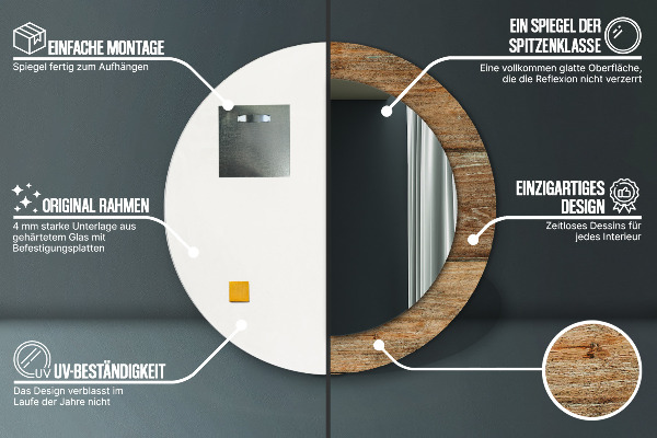 Oglinda cu decor rotunda Lemn vechi