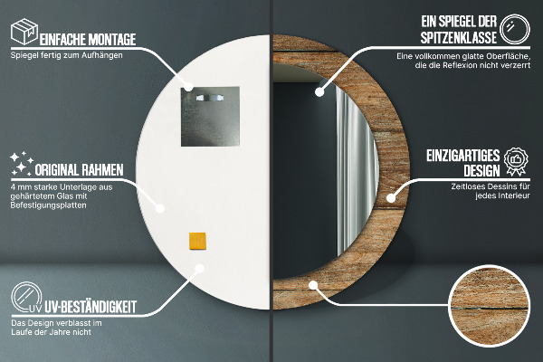 Oglinda cu decor rotunda Lemn vechi