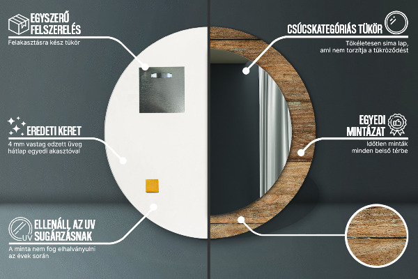 Oglinda cu decor rotunda Lemn vechi