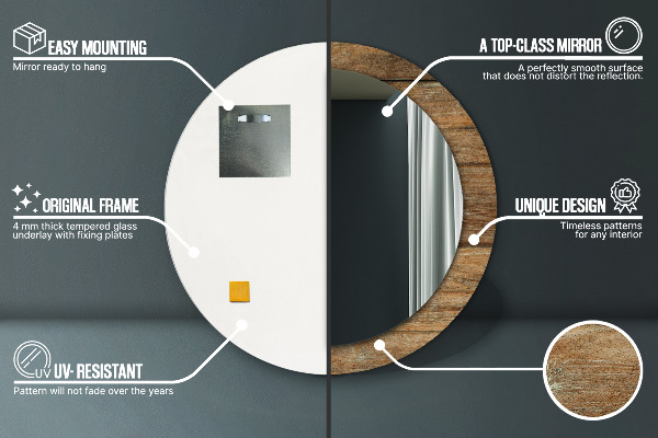 Oglinda cu decor rotunda Lemn vechi