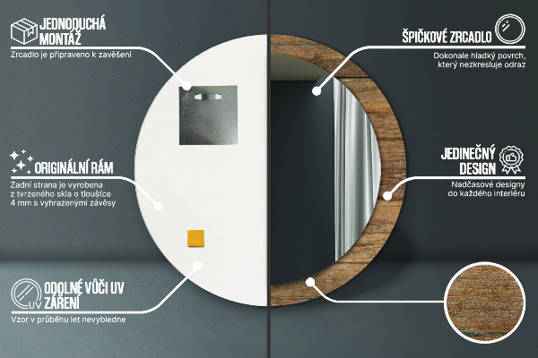 Oglinda cu decor rotunda Lemn vechi