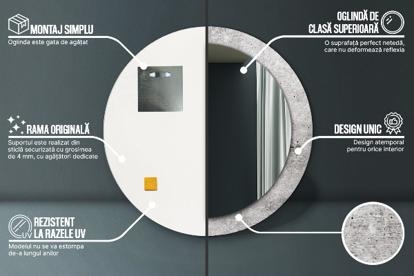 Decoratiuni perete cu oglinda Beton gri