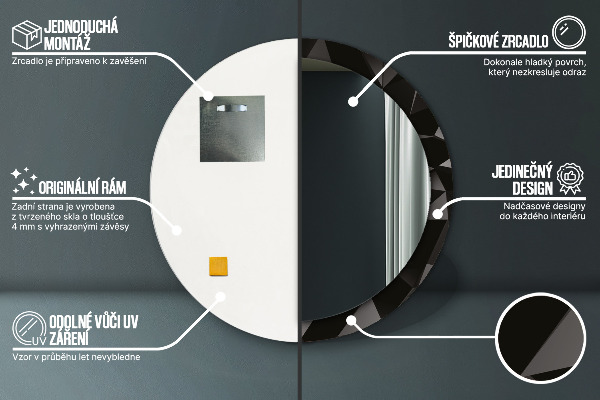 Decoratiuni perete cu oglinda Negru abstract