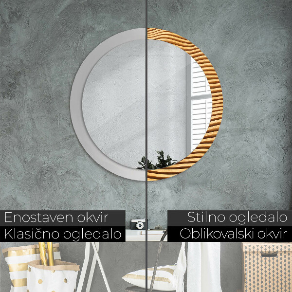 Oglinda rotunda imprimata Val din lemn