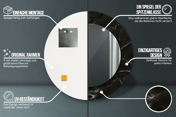 Oglinda rotunda imprimata Piatră de marmură