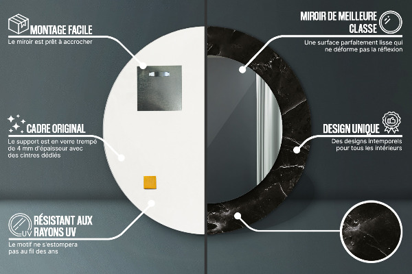 Oglinda rotunda imprimata Piatră de marmură
