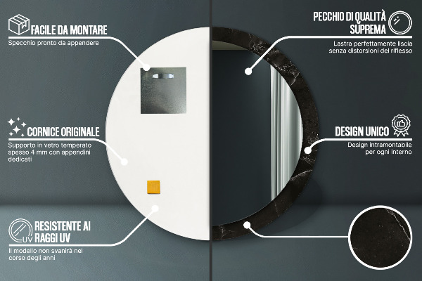 Oglinda rotunda imprimata Piatră de marmură
