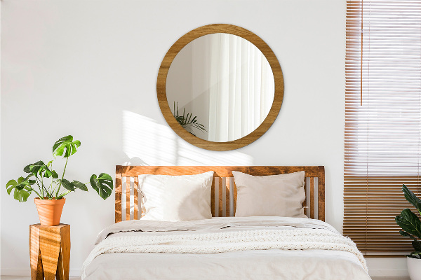 Oglinda rotunda imprimata Stejar rustic