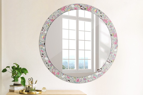 Oglinda rotunda imprimata Panda unicorn