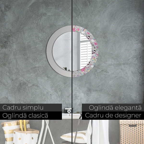 Oglinda rotunda imprimata Panda unicorn
