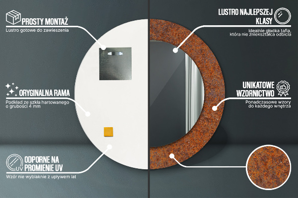 Oglinda cu decor rotunda Metal ruginit
