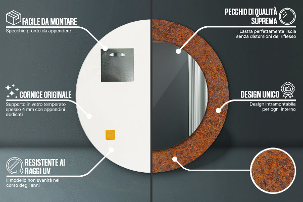 Oglinda cu decor rotunda Metal ruginit