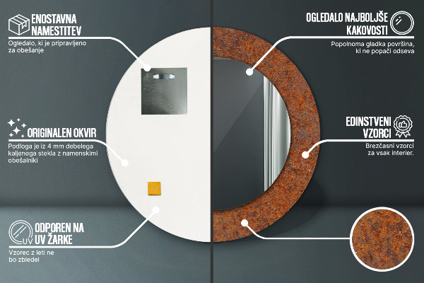 Oglinda cu decor rotunda Metal ruginit