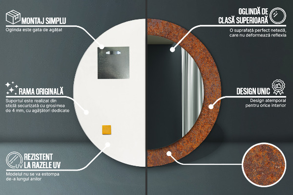 Oglinda cu decor rotunda Metal ruginit