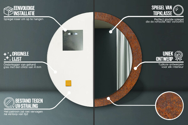 Oglinda cu decor rotunda Metal ruginit