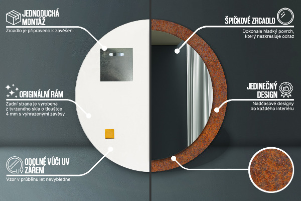 Oglinda cu decor rotunda Metal ruginit