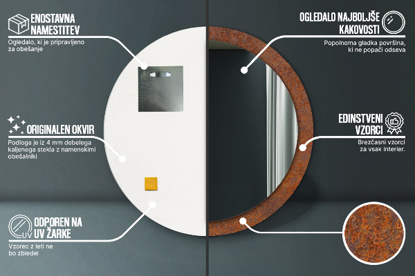 Oglinda cu decor rotunda Metal ruginit