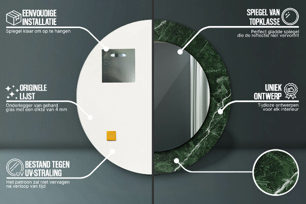 Oglinda cu decor rotunda Marmură verde