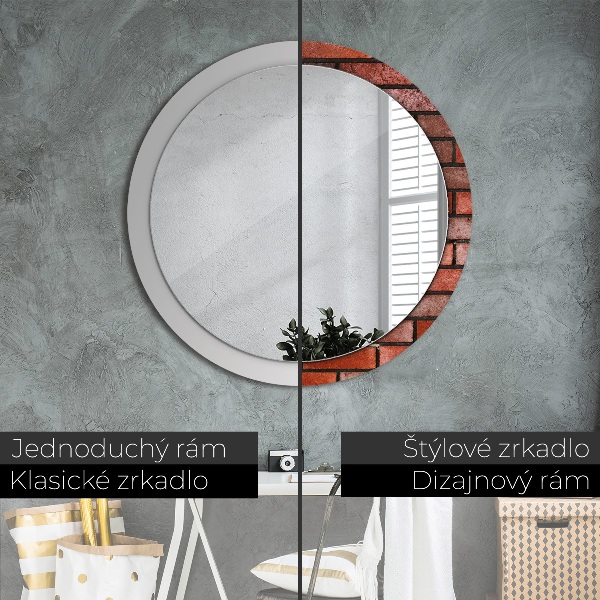 Oglinda cu decor rotunda Caramida rosie