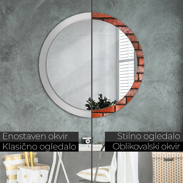 Oglinda cu decor rotunda Caramida rosie