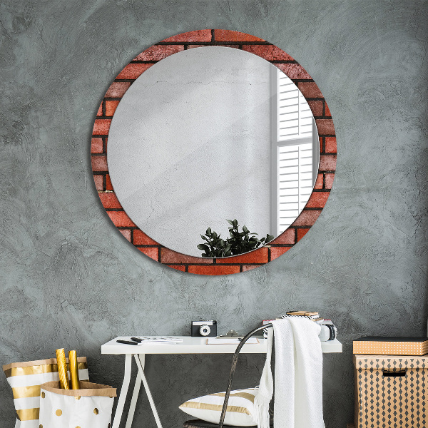 Oglinda cu decor rotunda Caramida rosie