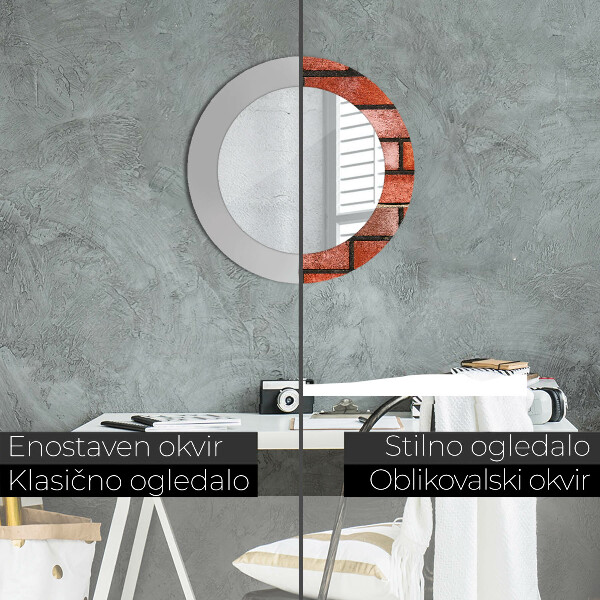 Oglinda cu decor rotunda Caramida rosie