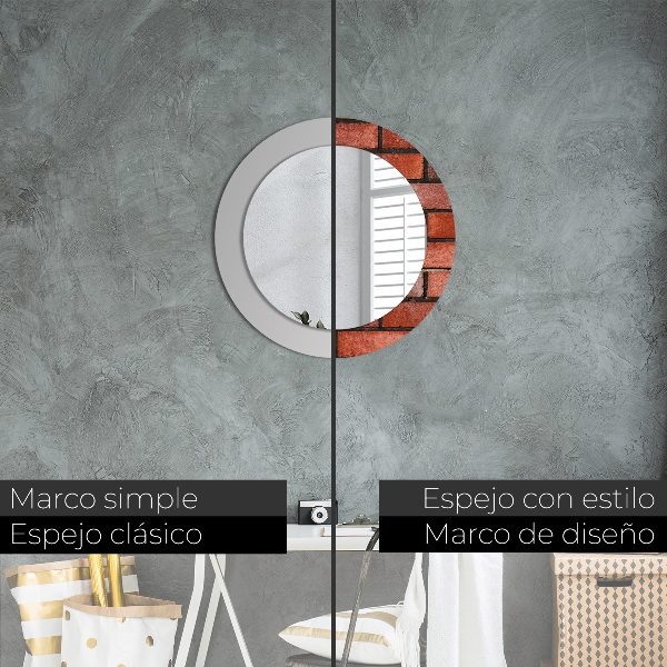 Oglinda cu decor rotunda Caramida rosie