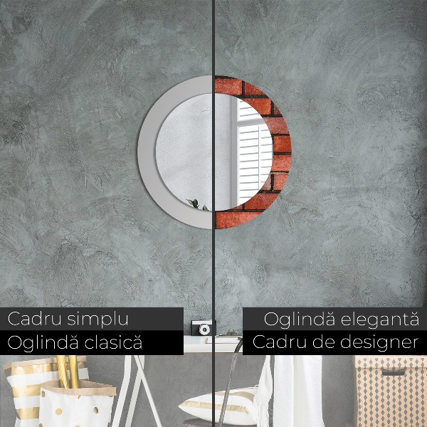 Oglinda cu decor rotunda Caramida rosie