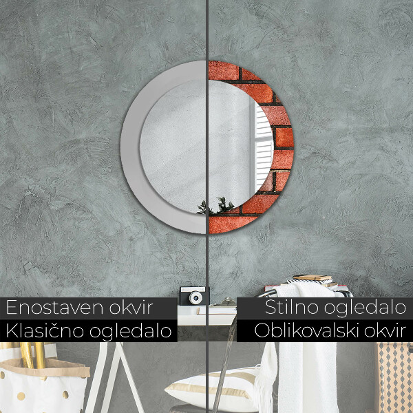 Oglinda cu decor rotunda Caramida rosie
