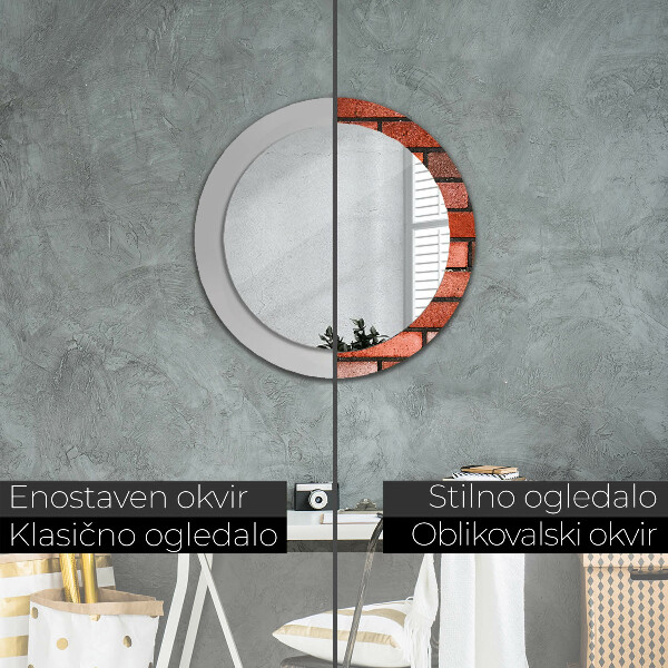 Oglinda cu decor rotunda Caramida rosie