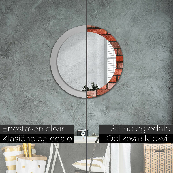Oglinda cu decor rotunda Caramida rosie