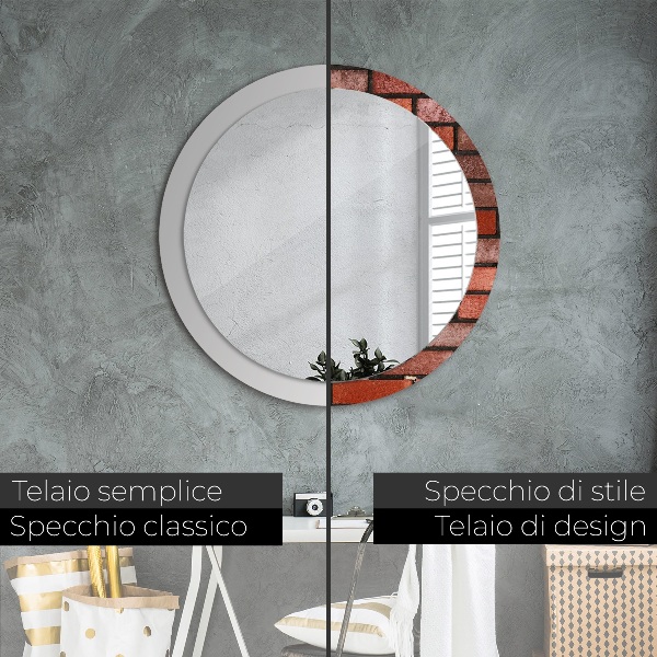 Oglinda cu decor rotunda Caramida rosie