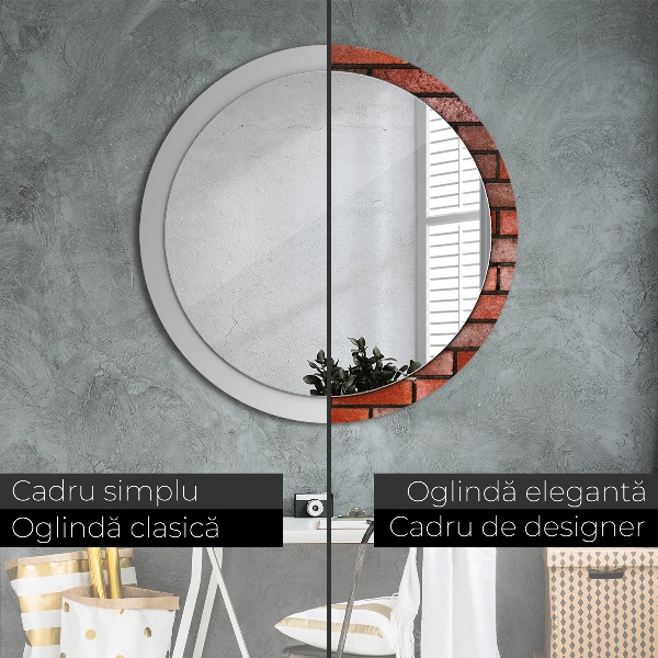 Oglinda cu decor rotunda Caramida rosie