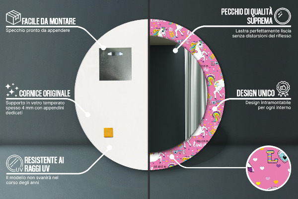 Decoratiuni perete cu oglinda Unicornul magic