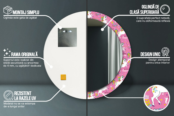 Decoratiuni perete cu oglinda Unicornul magic
