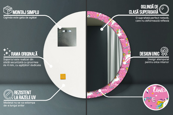Decoratiuni perete cu oglinda Unicornul magic