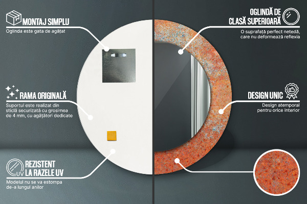 Decoratiuni perete cu oglinda Metal ruginit