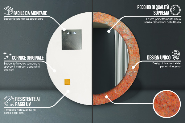 Decoratiuni perete cu oglinda Metal ruginit